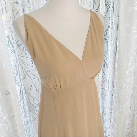 REFORMATION CALLALILY beige cream champagne backless v-neck wrap maxi dress - Picture 5 of 16
